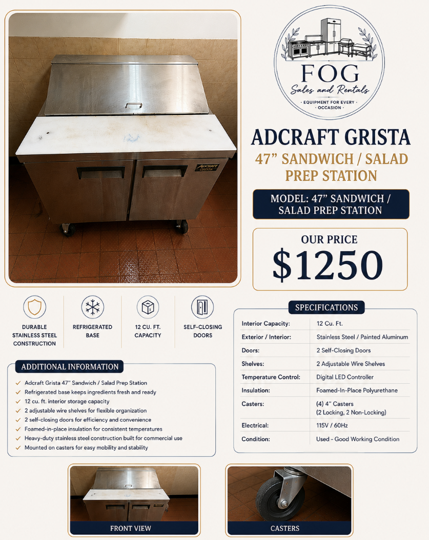 Adcraft Grista 47" Sandwich / Salad Prep Station