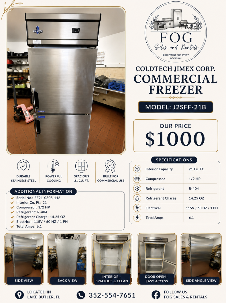 Coldtech Jimex Corp. Commercial Freezer